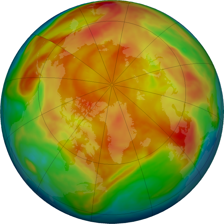 Arctic ozone map for 13 March 2019